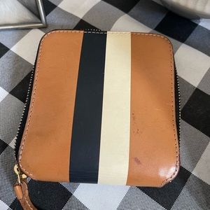 Clare V half zip wallet striped